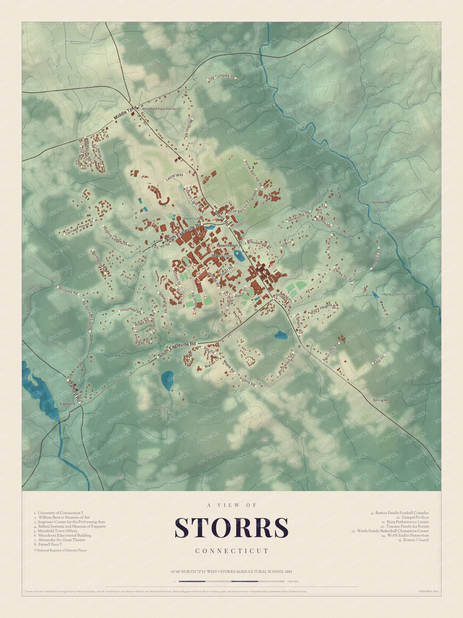 Map of Storrs, Connecticut
