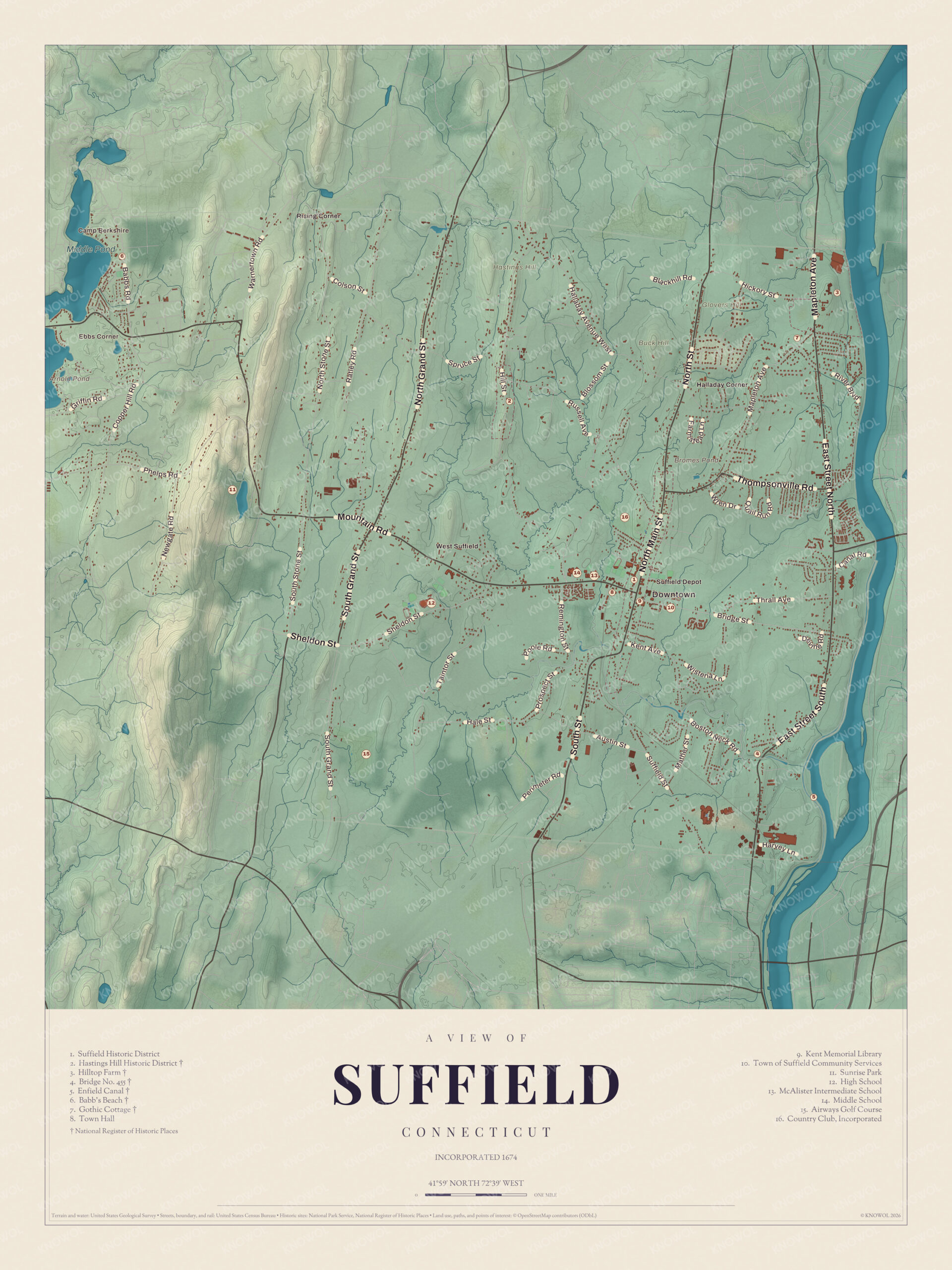 Map of Suffield, Connecticut