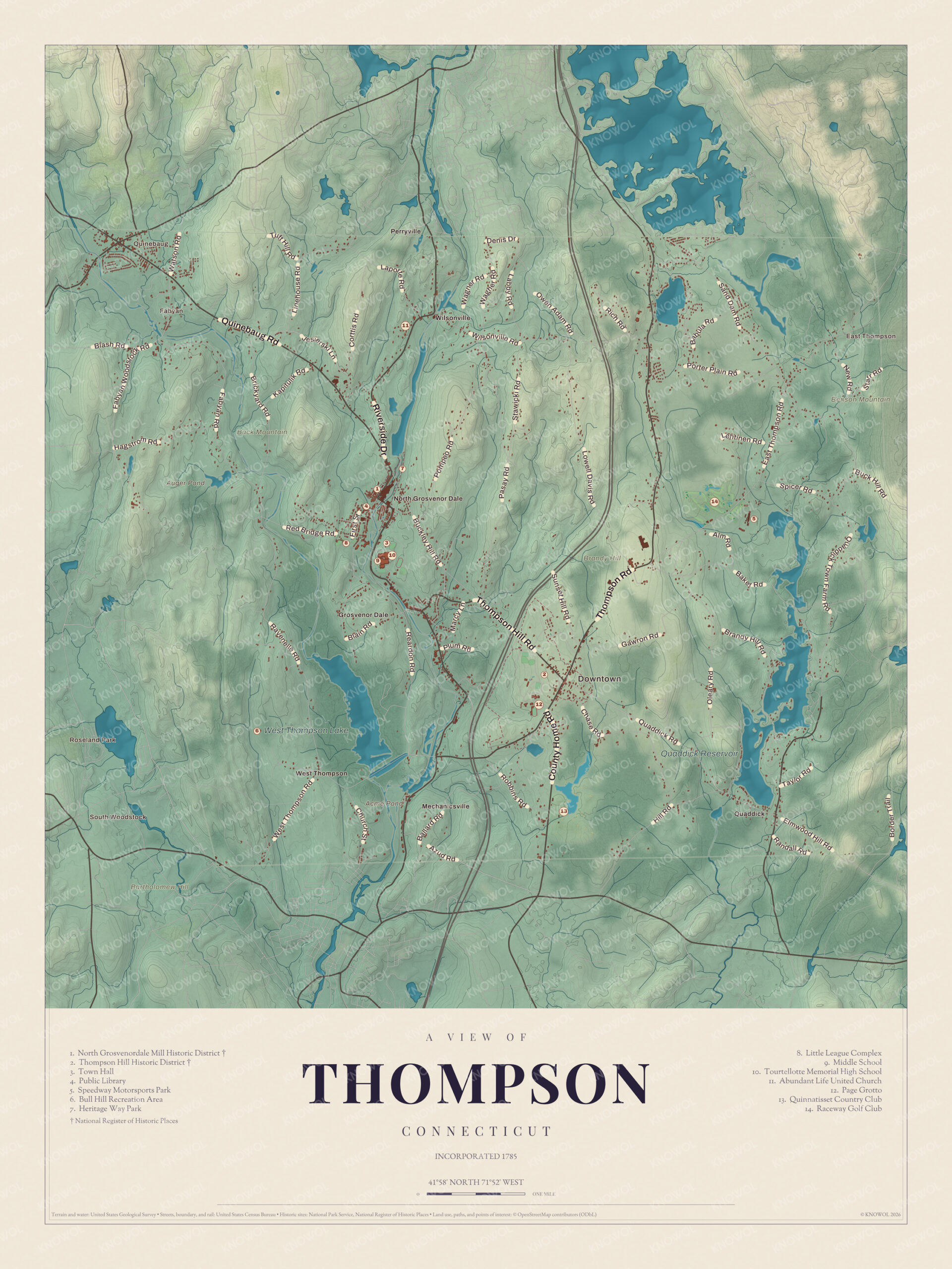 Map of Thompson, Connecticut