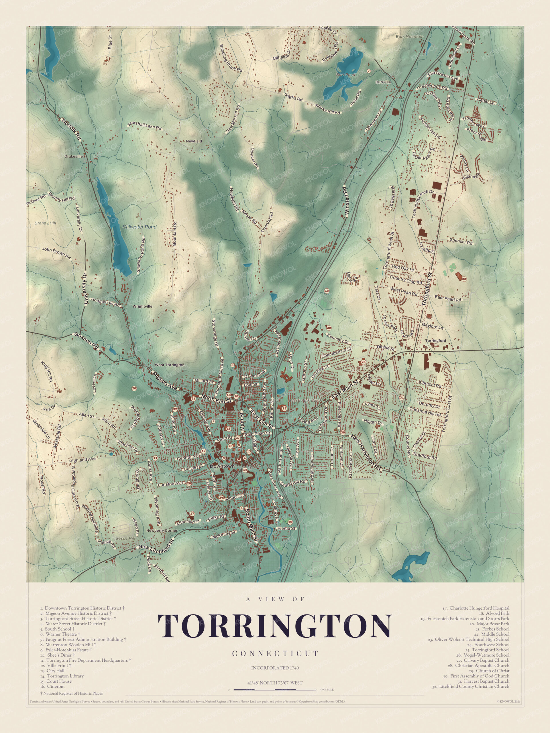 Map of Torrington, Connecticut