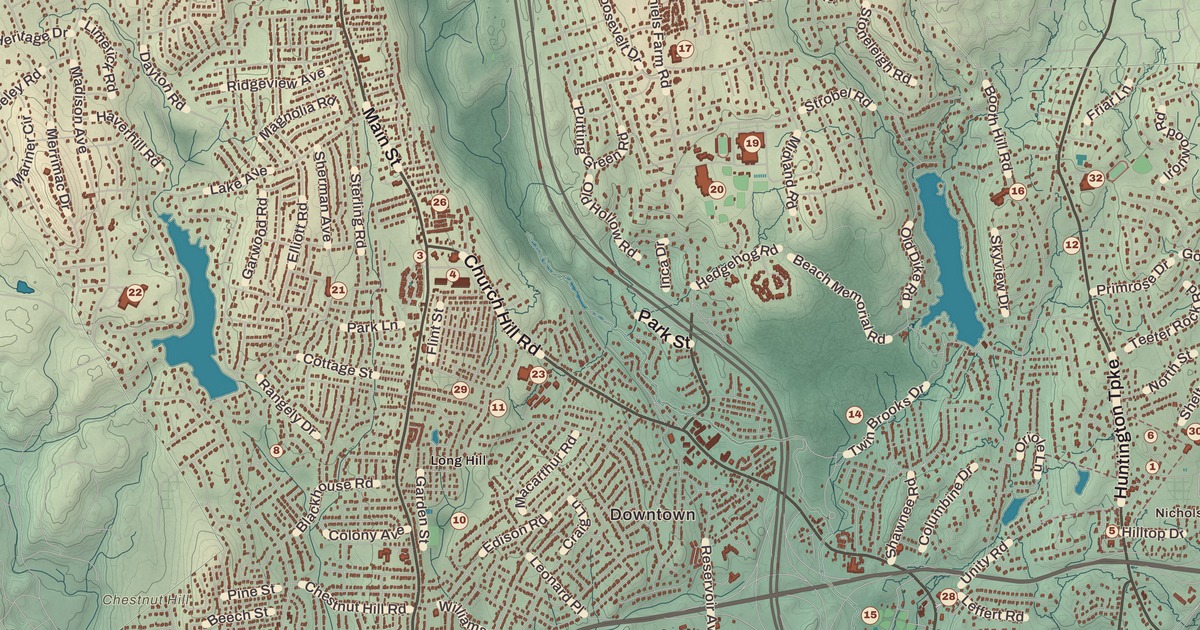 Beautifully Detailed Map of Trumbull, Connecticut