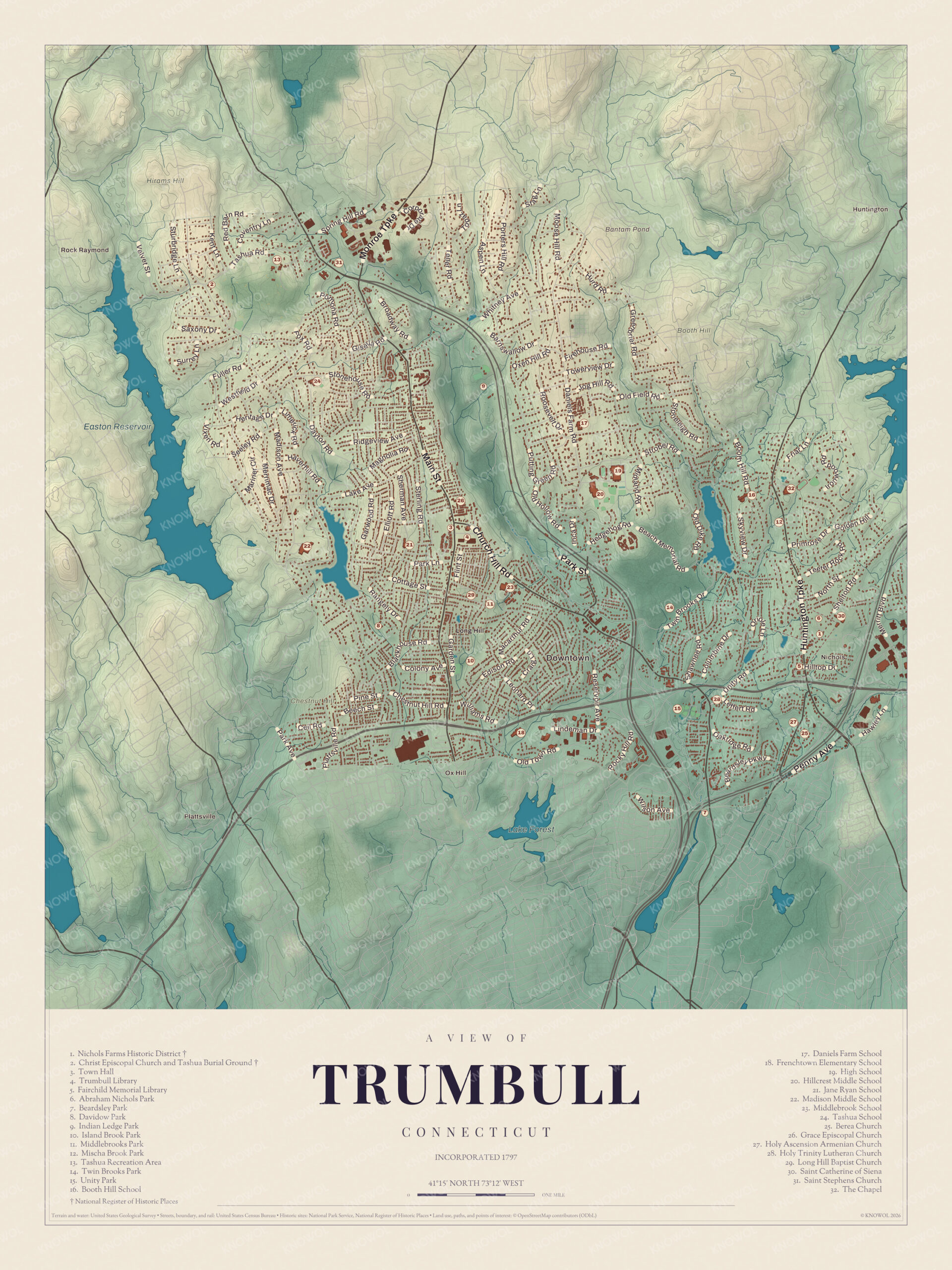 Map of Trumbull, Connecticut