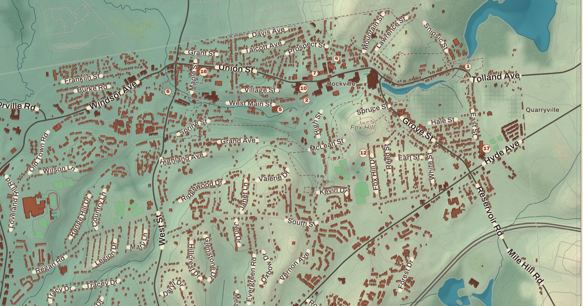 Beautifully Detailed Map of Vernon, Connecticut