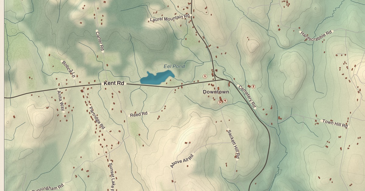 Beautifully Detailed Map of Warren, Connecticut