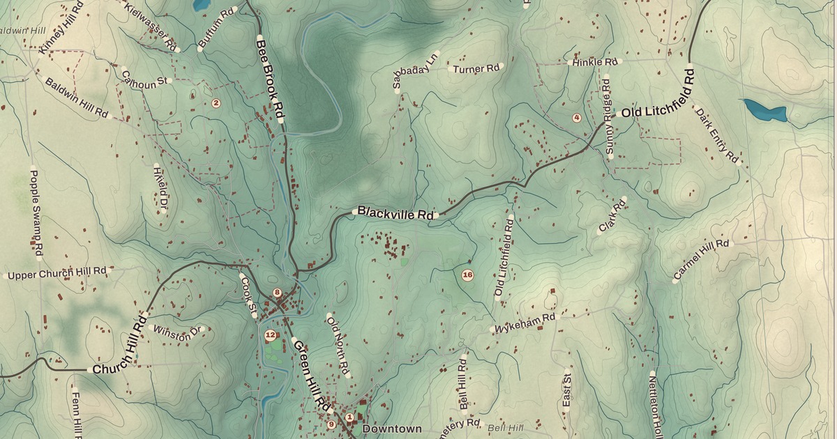 Beautifully Detailed Map of Washington, Connecticut