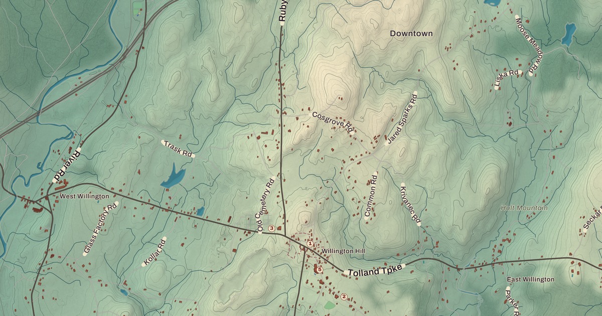 Beautifully Detailed Map of Willington, Connecticut