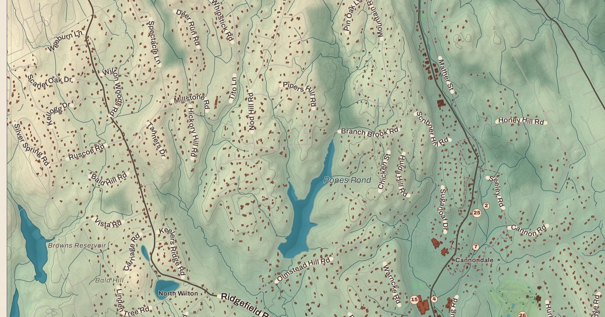 Beautifully Detailed Map of Wilton, Connecticut