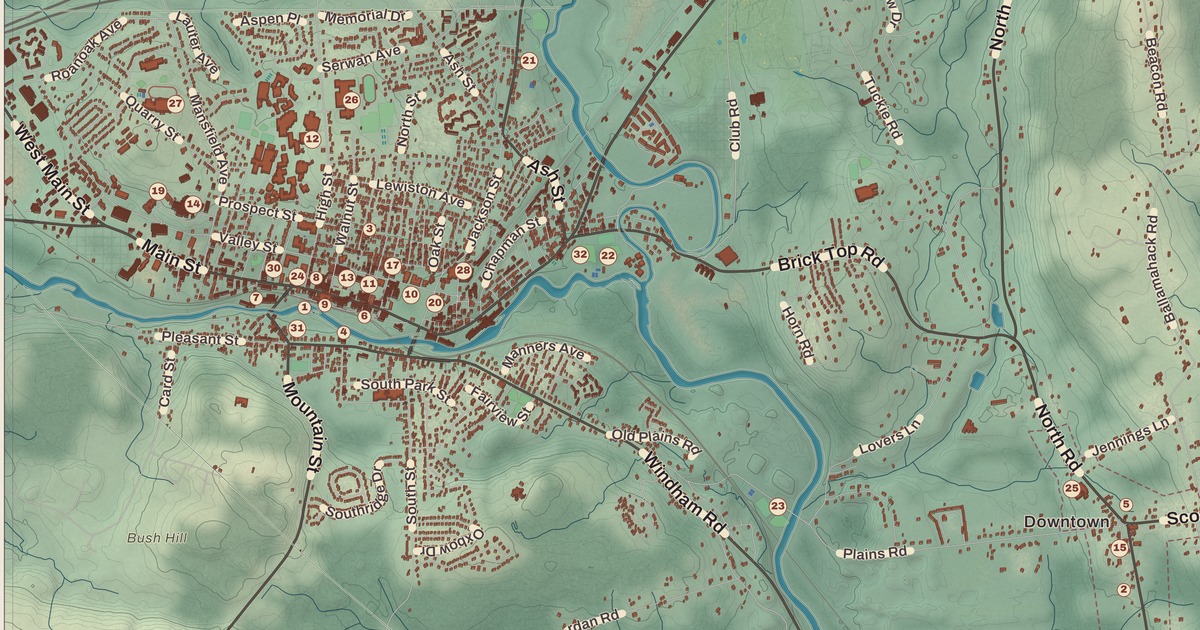 Beautifully Detailed Map of Windham, Connecticut