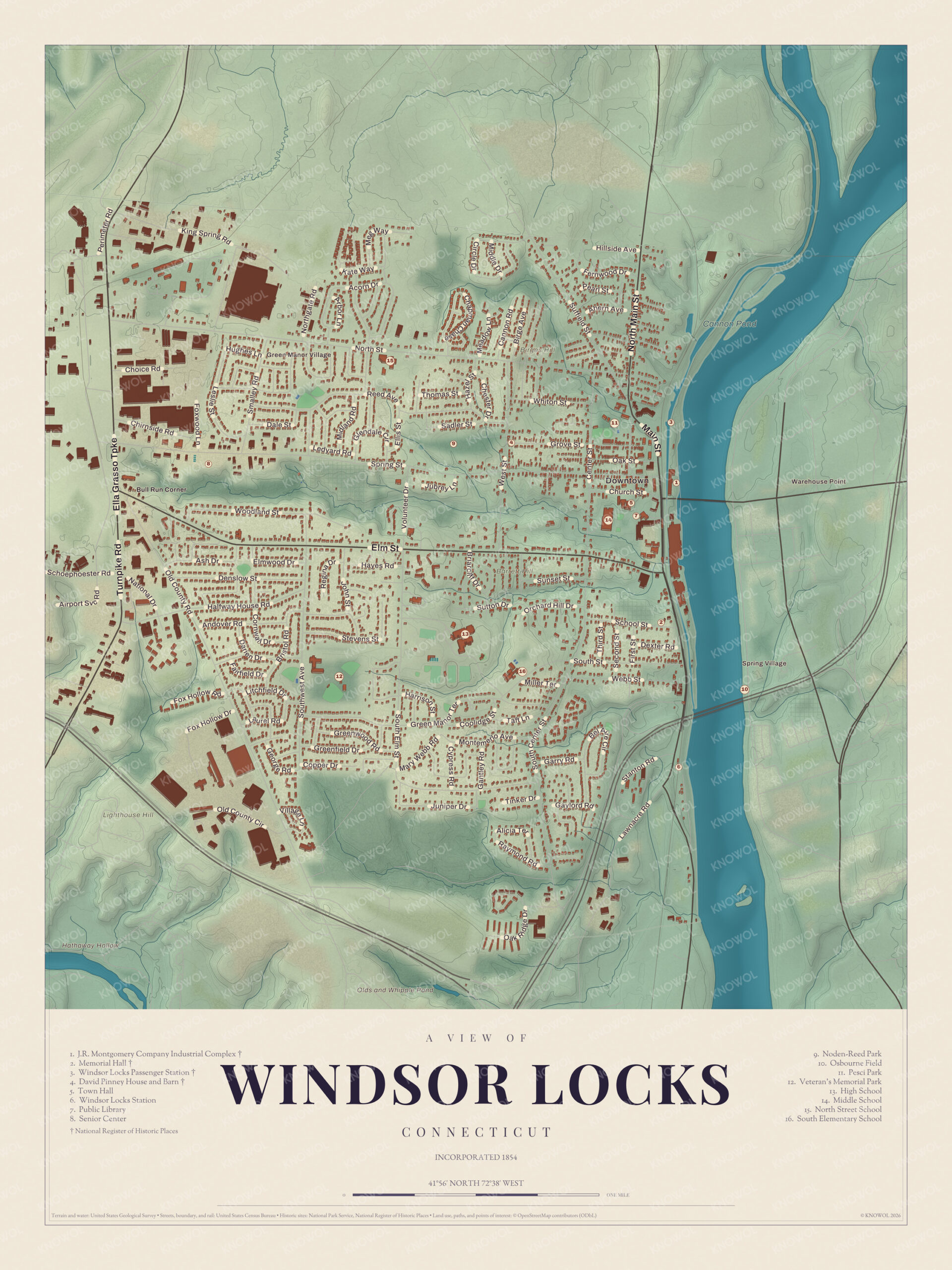 Map of Windsor Locks, Connecticut