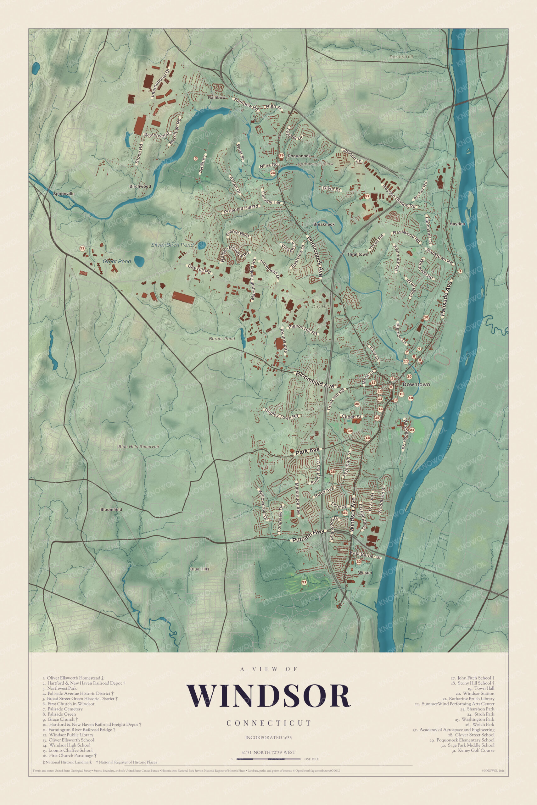 Map of Windsor, Connecticut
