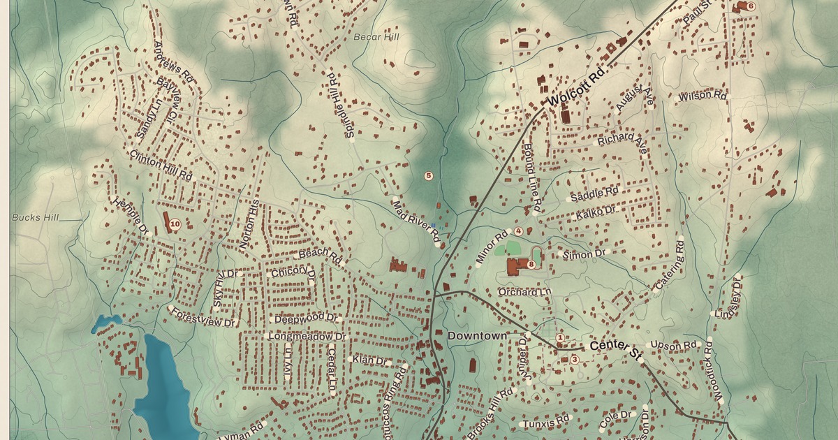 Beautifully Detailed Map of Wolcott, Connecticut