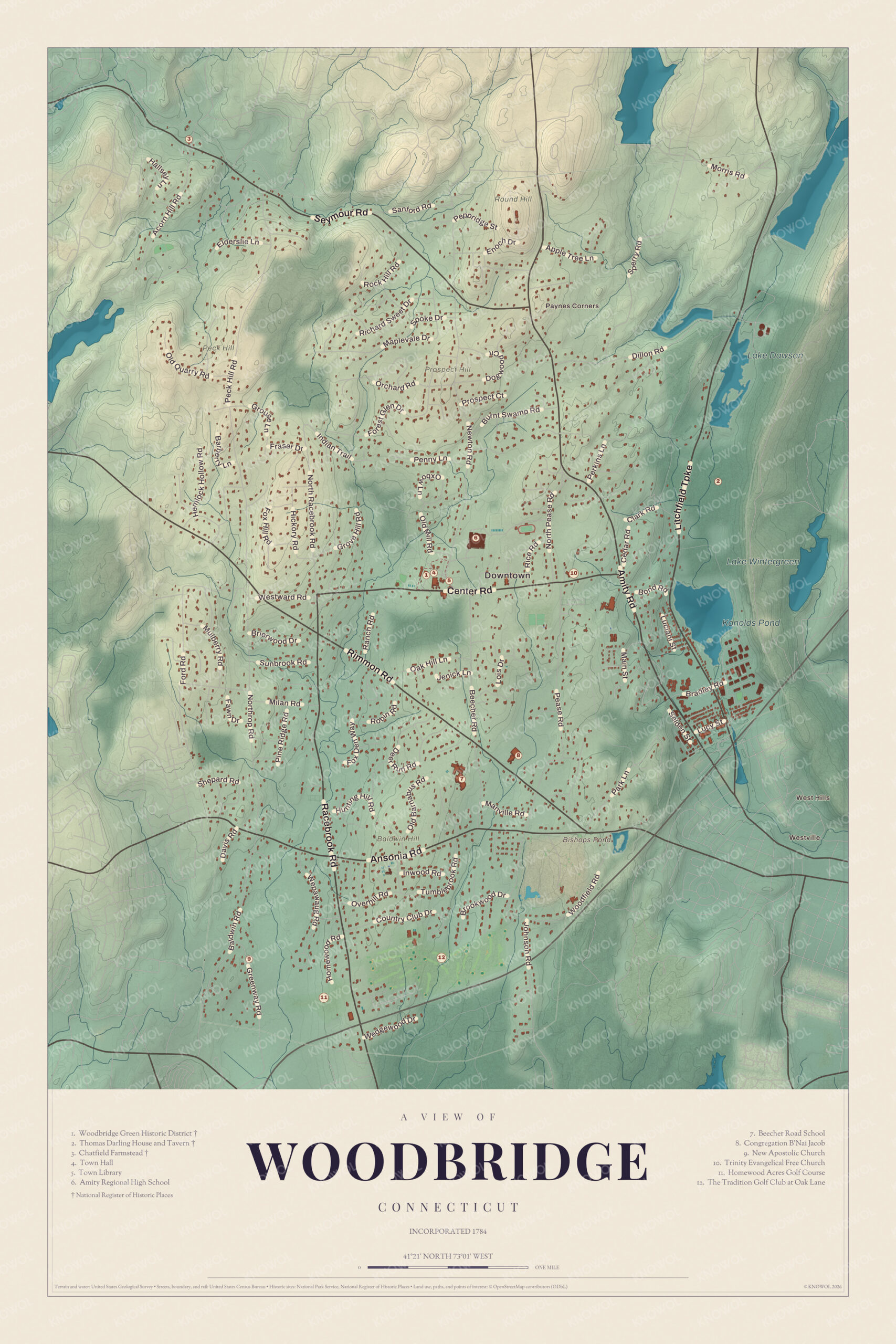 Map of Woodbridge, Connecticut