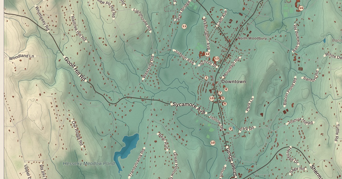 Beautifully Detailed Map of Woodbury, Connecticut