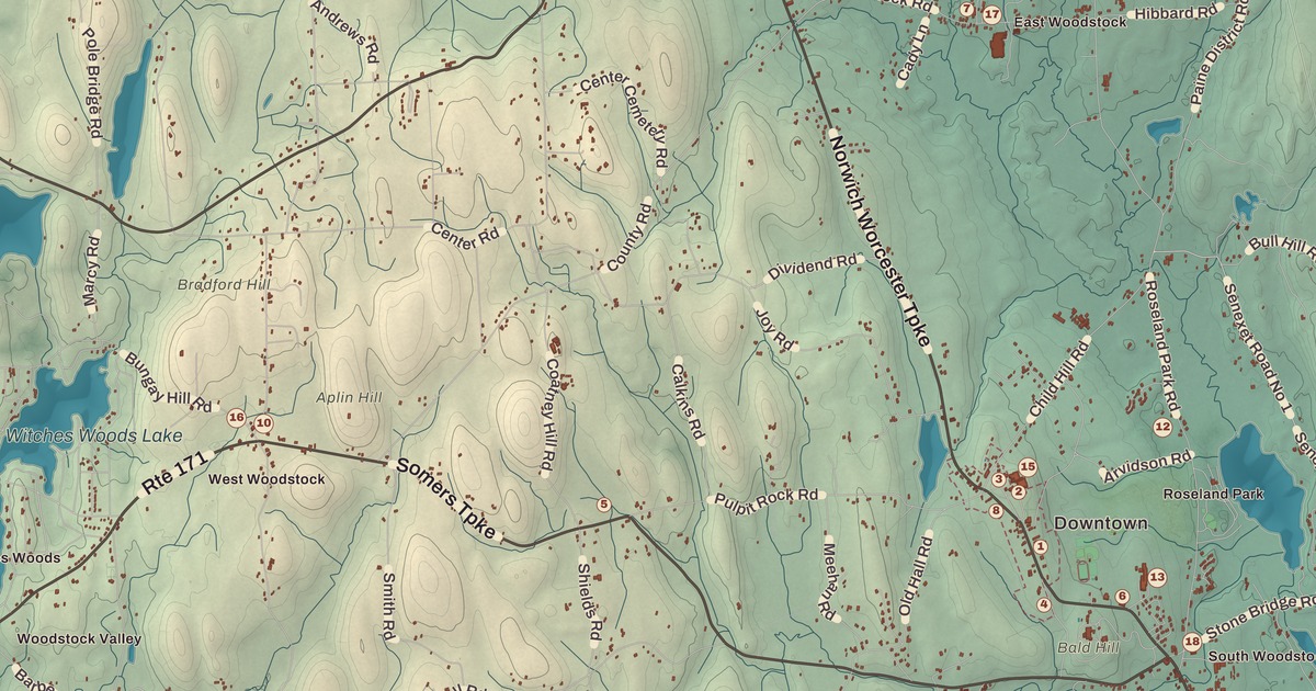 Beautifully Detailed Map of Woodstock, Connecticut