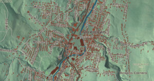 Close-up of the Adams, Massachusetts aerial map