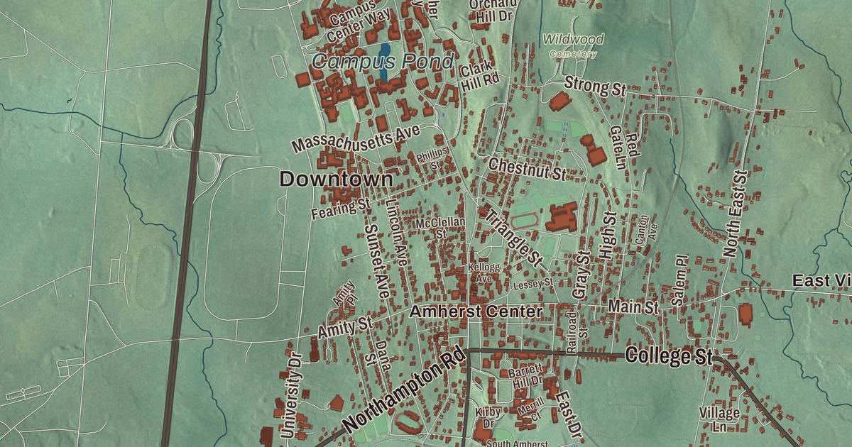 Beautifully Detailed Map of Amherst, Massachusetts