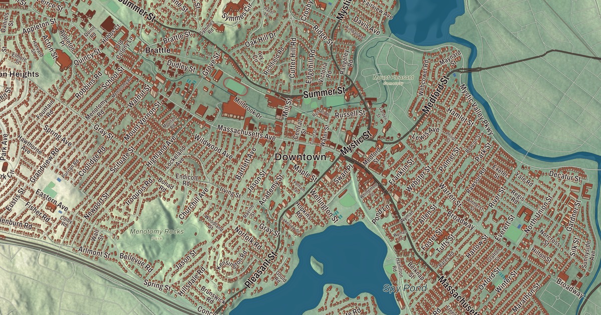 Beautifully Detailed Map of Arlington, Massachusetts