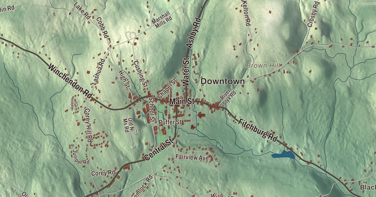 Beautifully Detailed Map of Ashburnham, Massachusetts