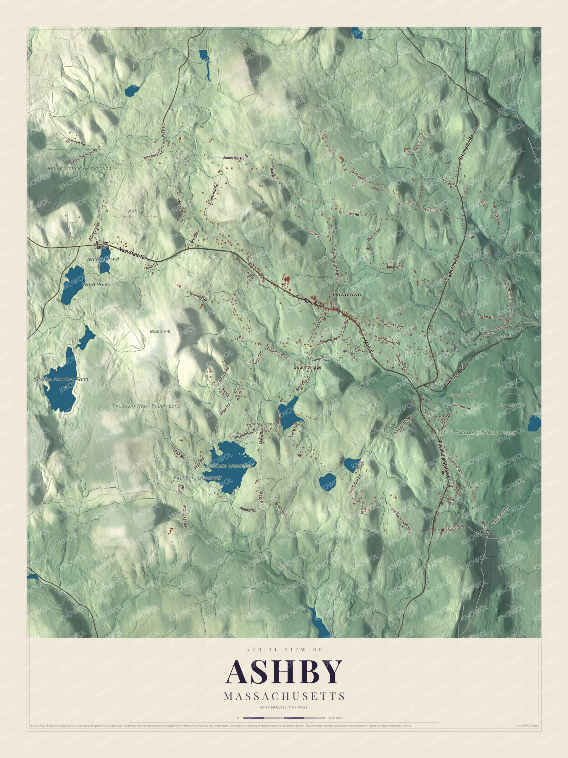 Protected watermarked complete map of Ashby, Massachusetts