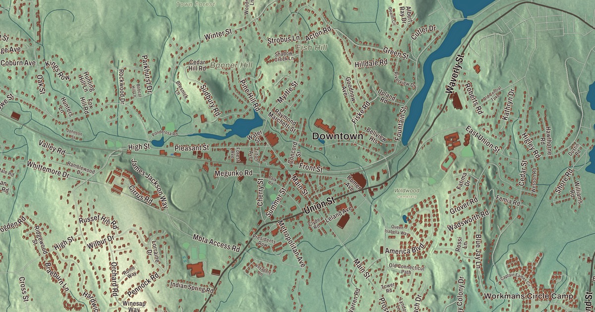 Beautifully Detailed Map of Ashland, Massachusetts