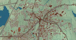 Close-up of the Attleboro, Massachusetts aerial map