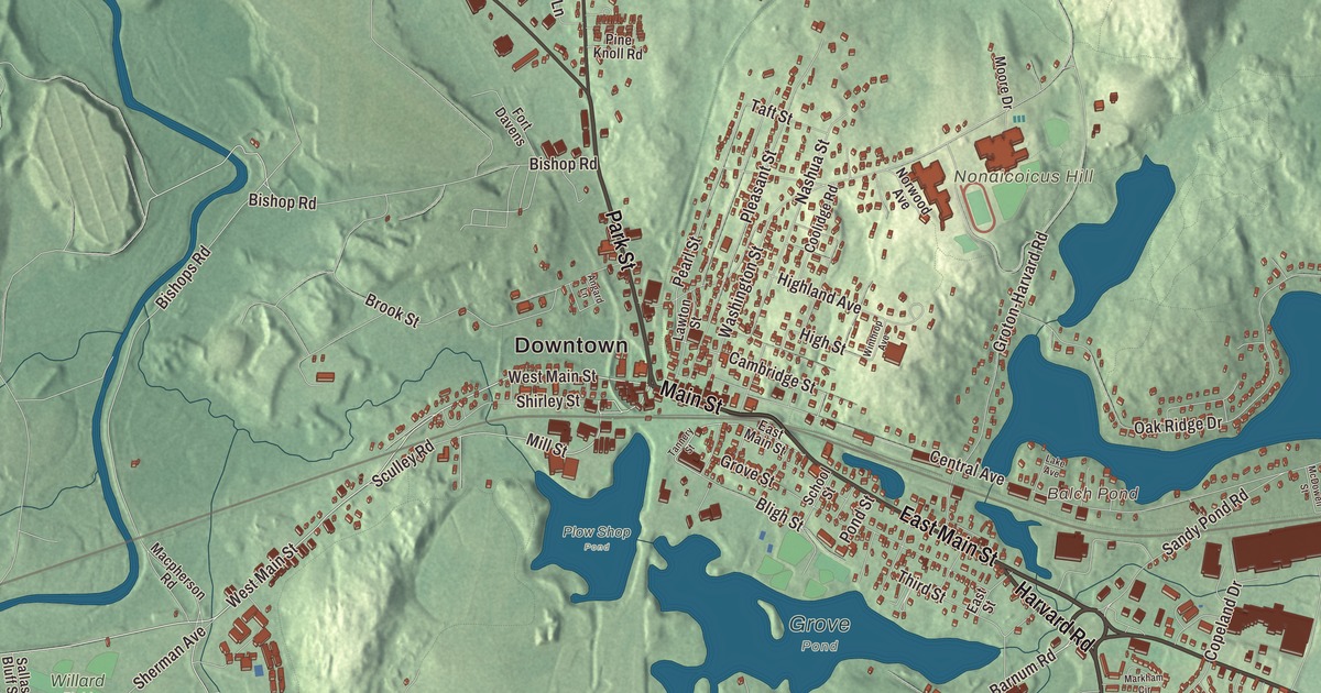 Beautifully Detailed Map of Ayer, Massachusetts