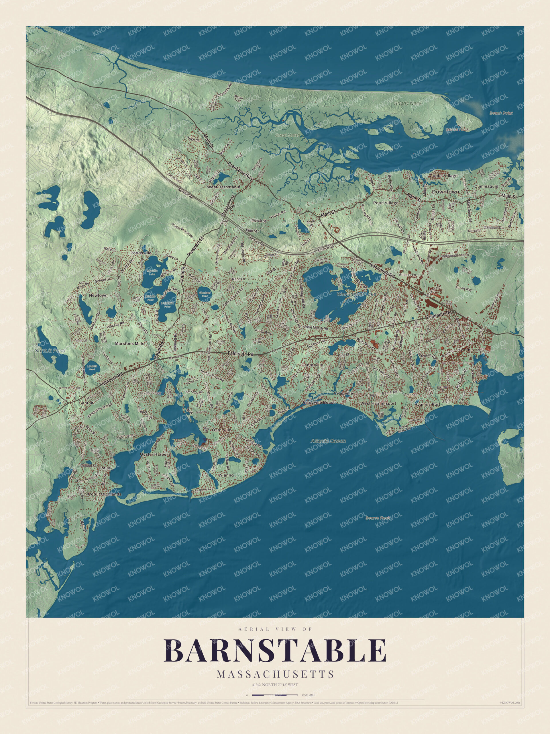 Protected watermarked complete map of Barnstable, Massachusetts