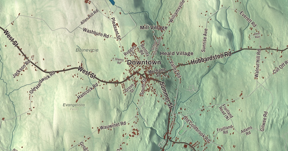 Beautifully Detailed Map of Barre, Massachusetts
