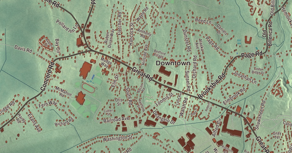 Beautifully Detailed Map of Bedford, Massachusetts