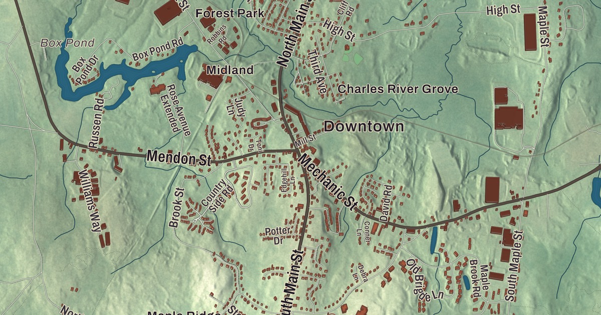 Beautifully Detailed Map of Bellingham, Massachusetts