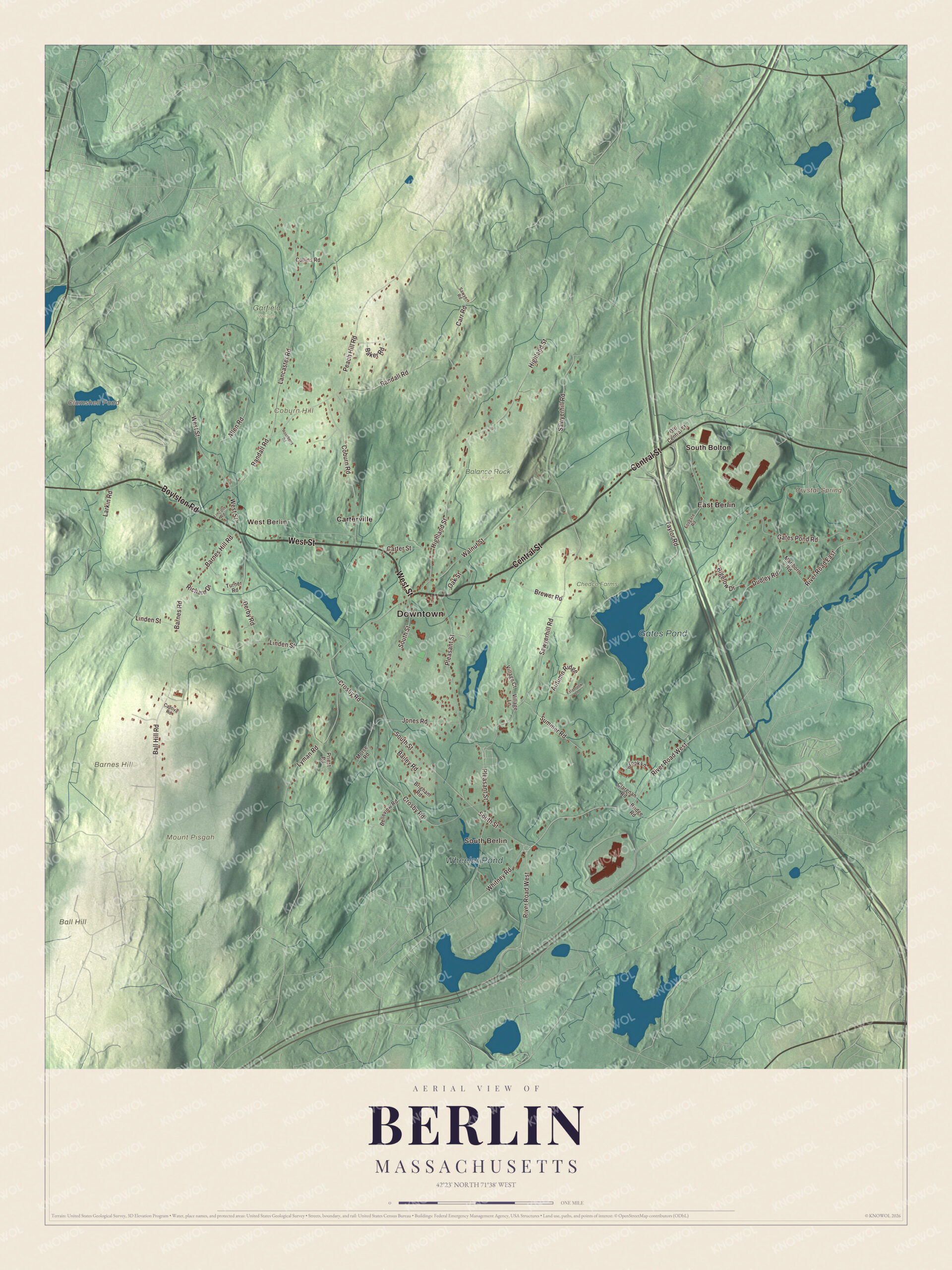 Protected watermarked complete map of Berlin, Massachusetts