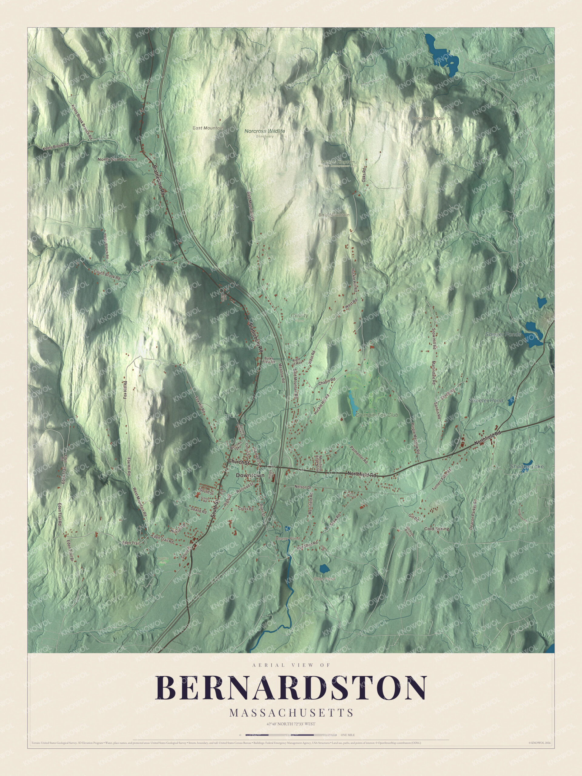 Protected watermarked complete map of Bernardston, Massachusetts