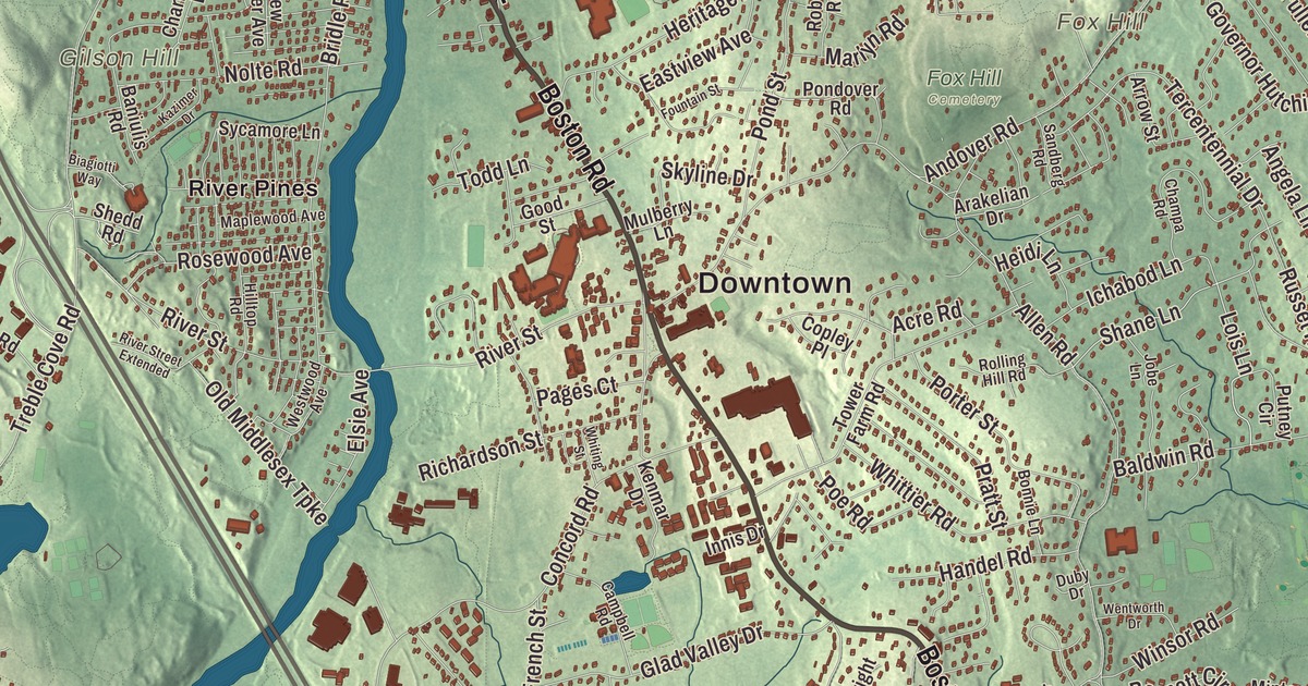 Beautifully Detailed Map of Billerica, Massachusetts