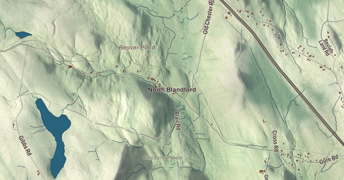 Beautifully Detailed Map of Blandford, Massachusetts