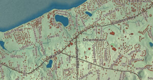 Close-up of the Brewster, Massachusetts aerial map