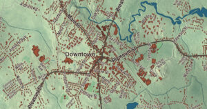 Close-up of the Bridgewater, Massachusetts aerial map