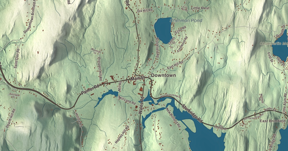 Beautifully Detailed Map of Brimfield, Massachusetts