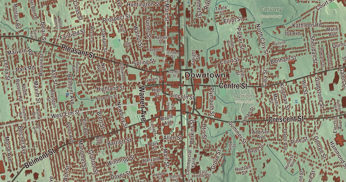 Beautifully Detailed Map of Brockton, Massachusetts