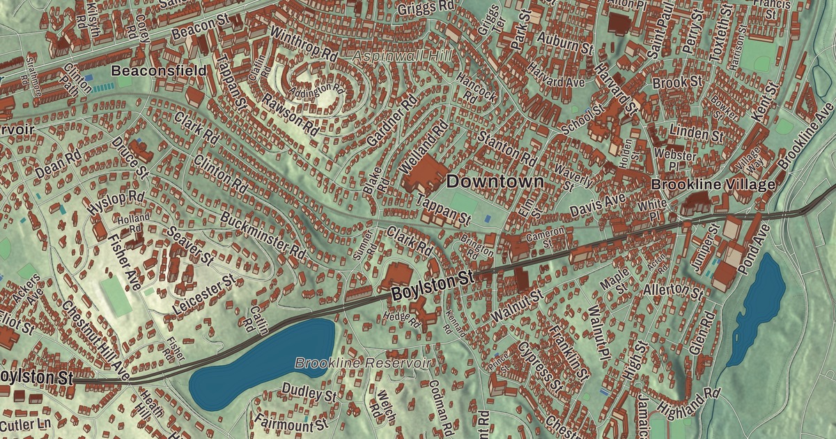 Beautifully Detailed Map of Brookline, Massachusetts