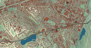 Close-up of the Brookline, Massachusetts aerial map
