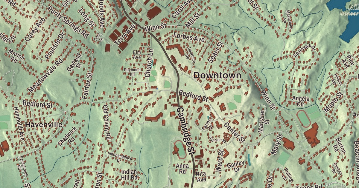 Beautifully Detailed Map of Burlington, Massachusetts