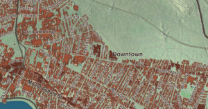 Close-up of the Cambridge, Massachusetts aerial map