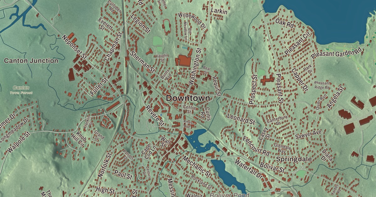 Beautifully Detailed Map of Canton, Massachusetts