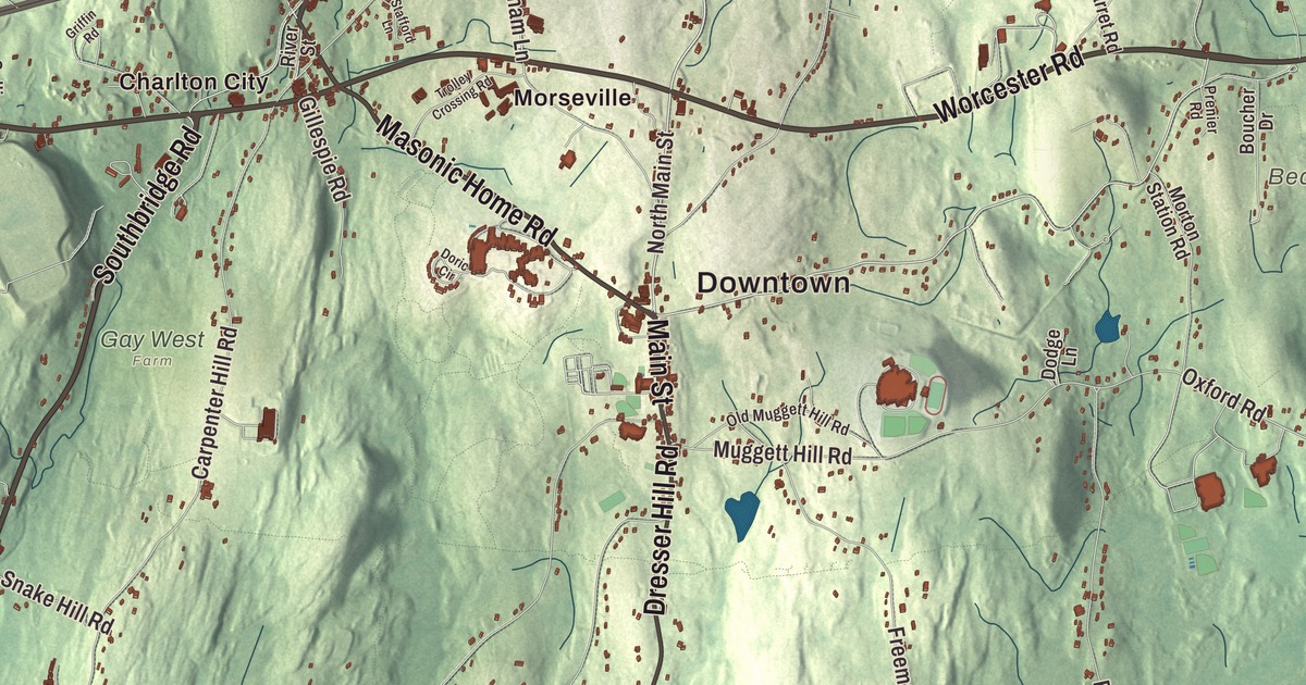 Beautifully Detailed Map of Charlton, Massachusetts