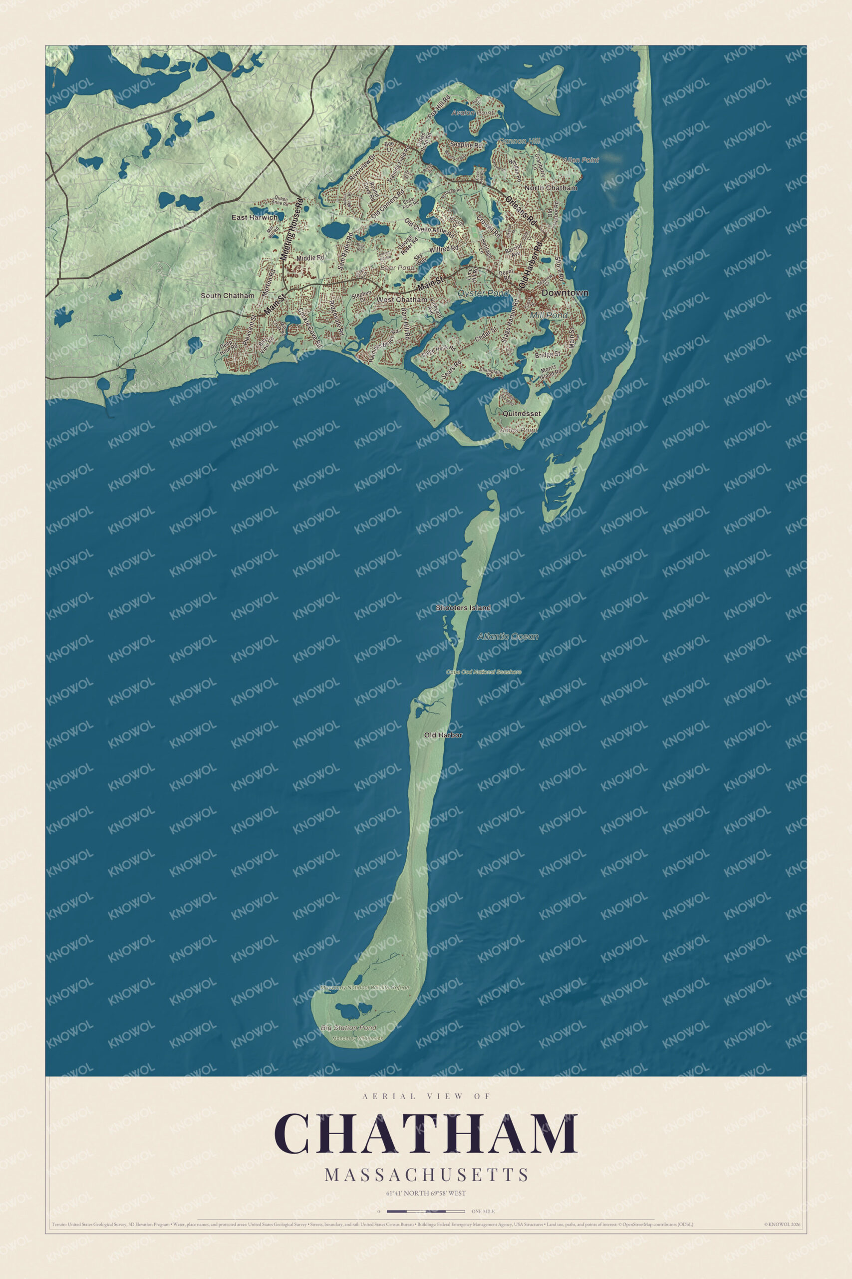Protected watermarked complete map of Chatham, Massachusetts