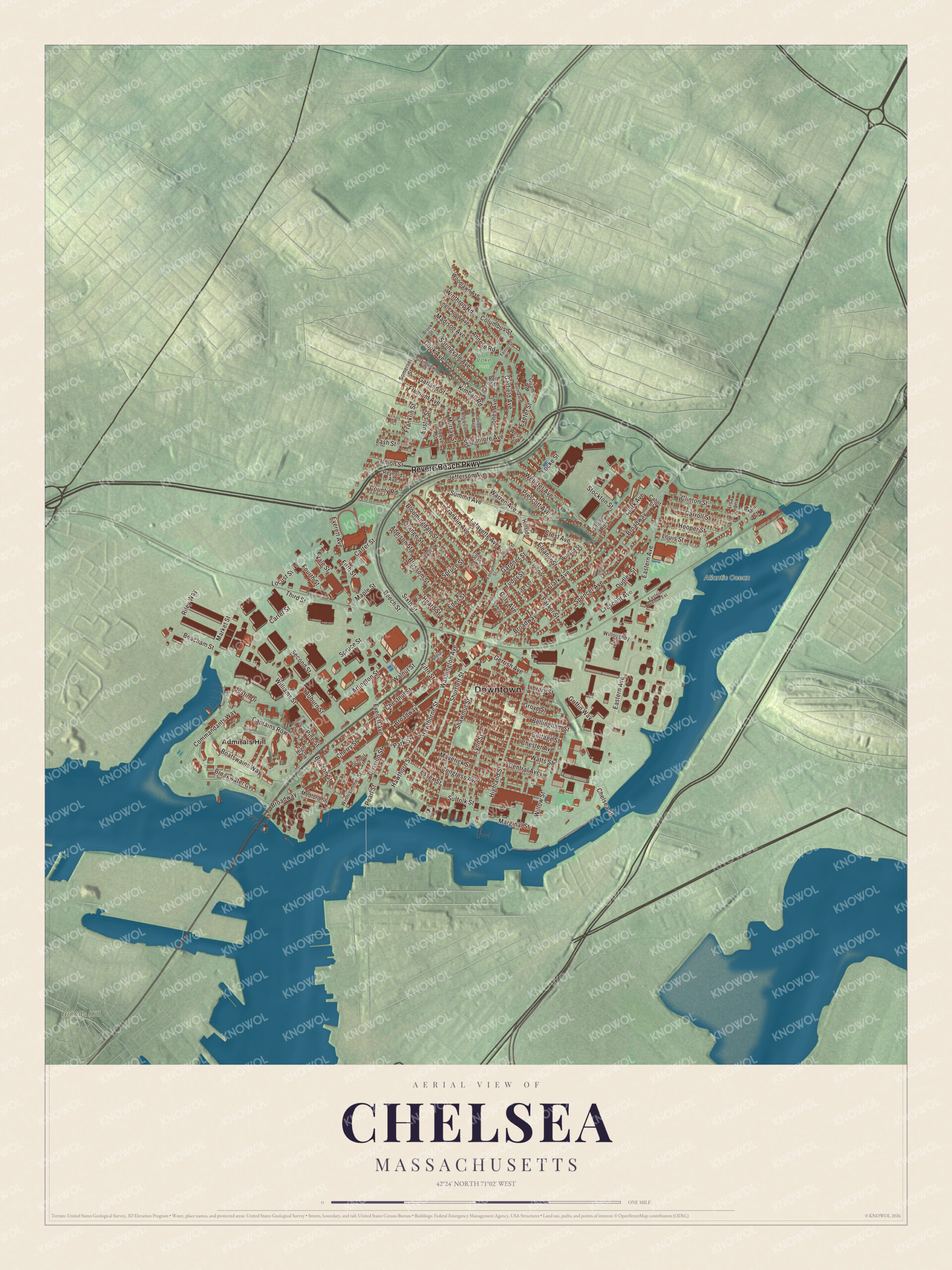 Protected watermarked complete map of Chelsea, Massachusetts