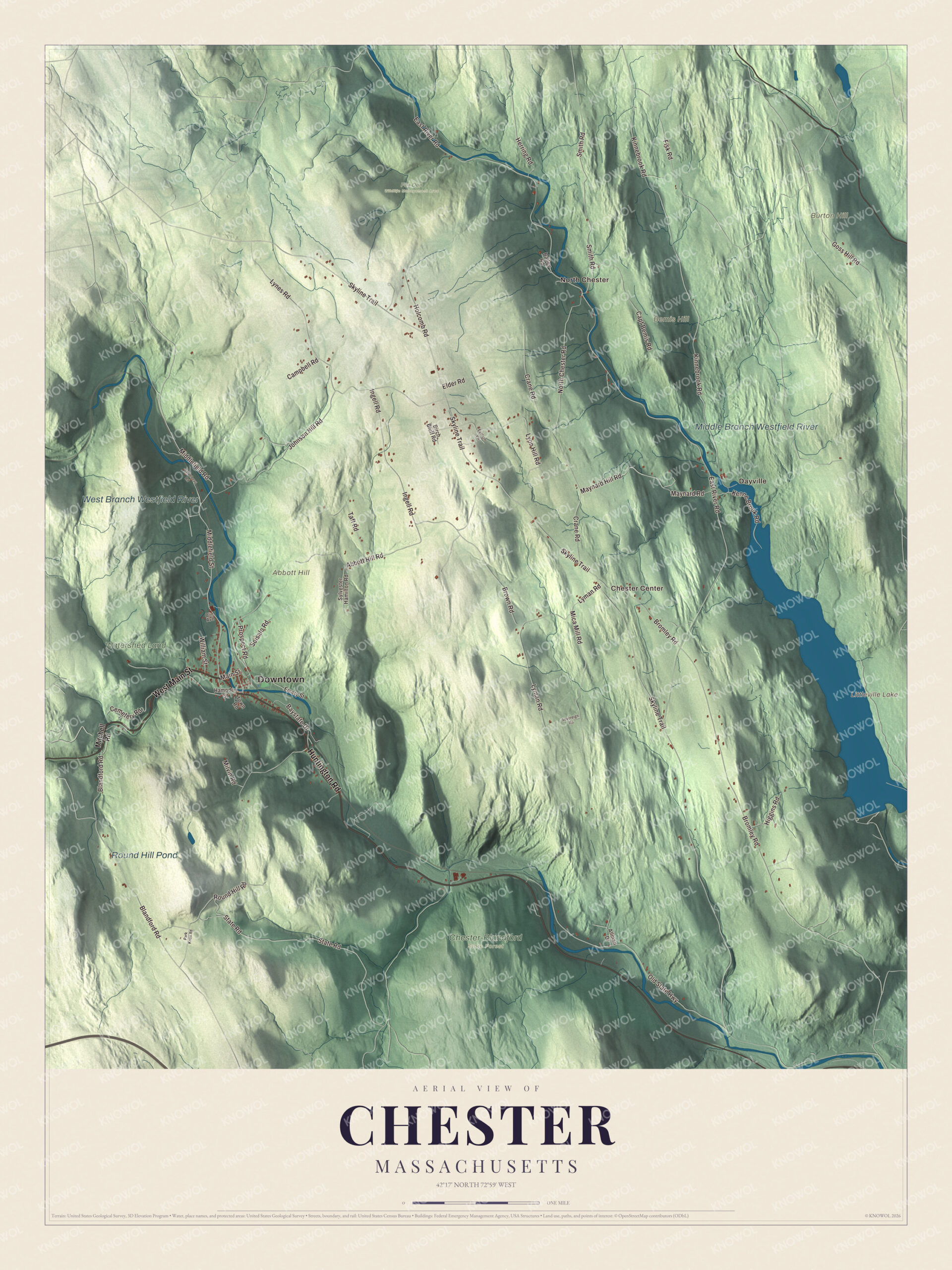 Protected watermarked complete map of Chester, Massachusetts