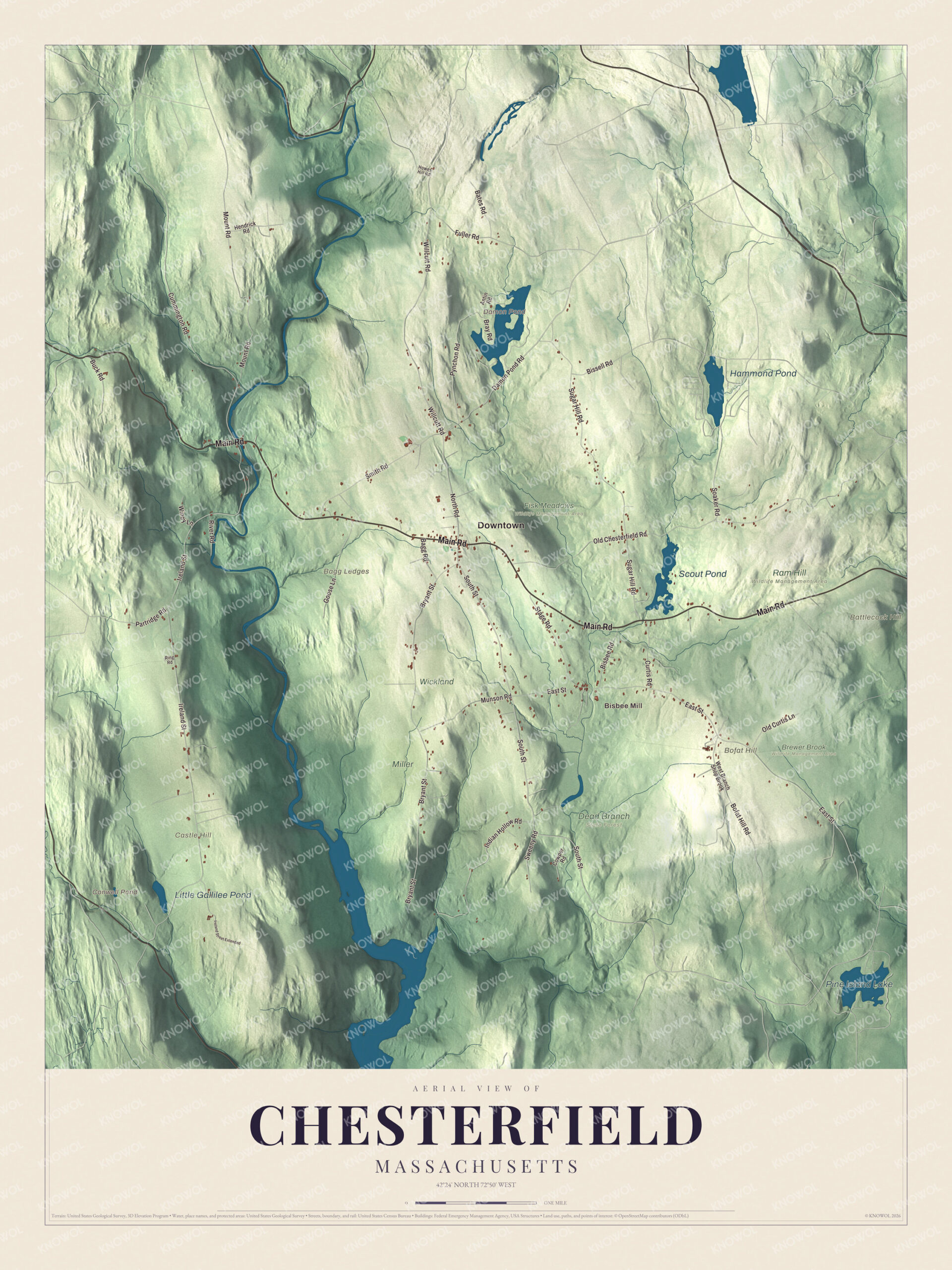 Protected watermarked complete map of Chesterfield, Massachusetts