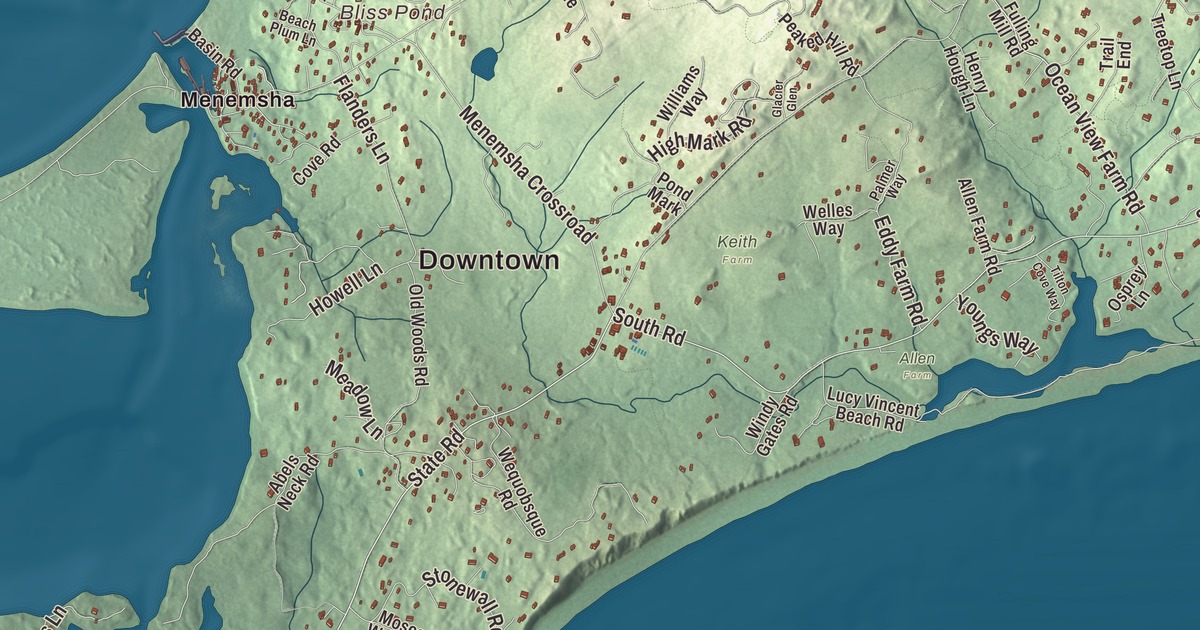 Beautifully Detailed Map of Chilmark, Massachusetts