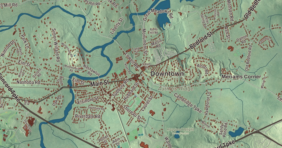 Beautifully Detailed Map of Concord, Massachusetts